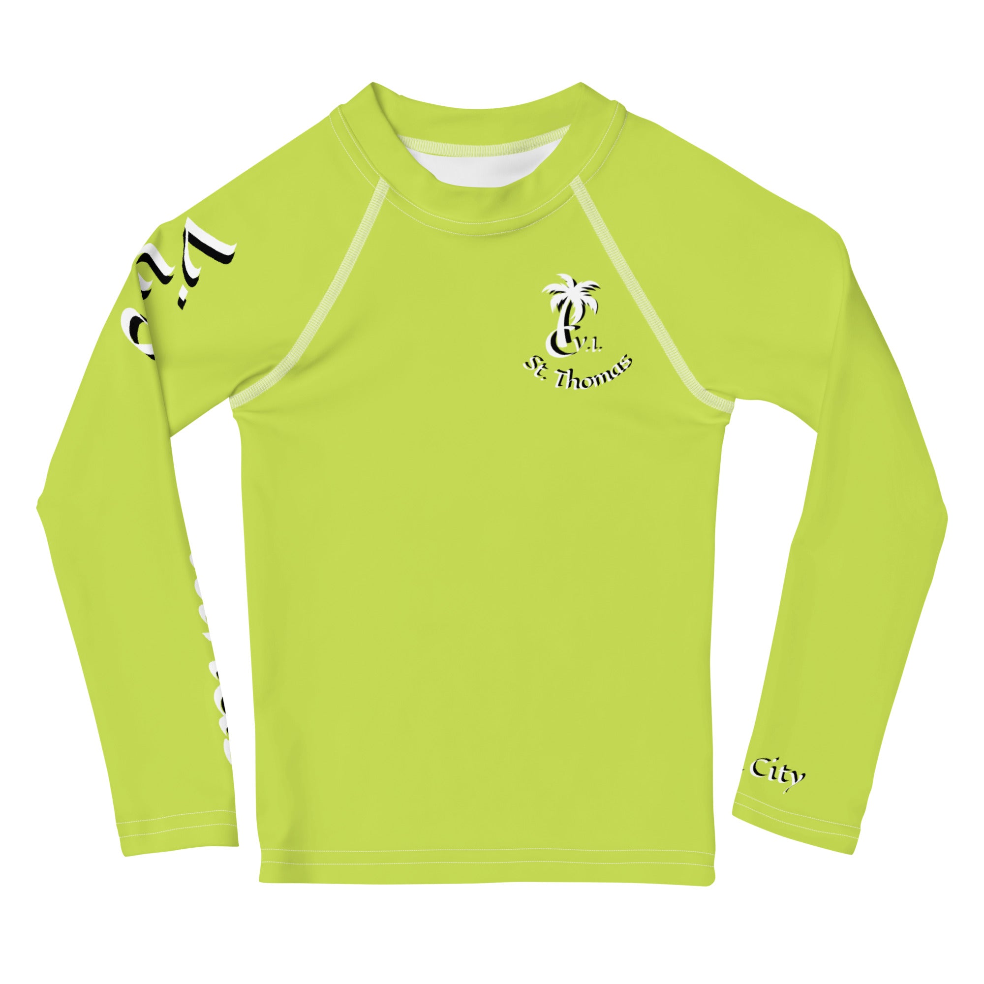 C V.I. Kids Rash Guard Lime Green