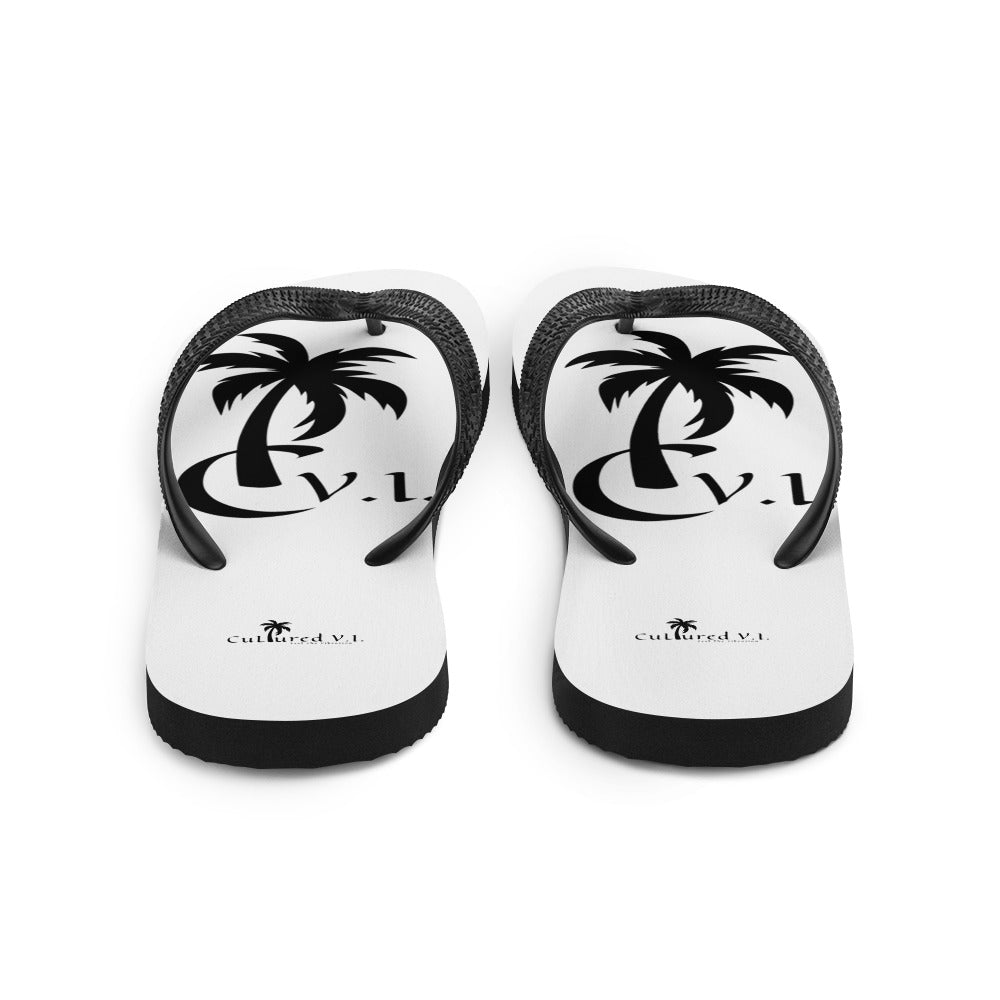C V.I. Logo Flip-Flops Wht