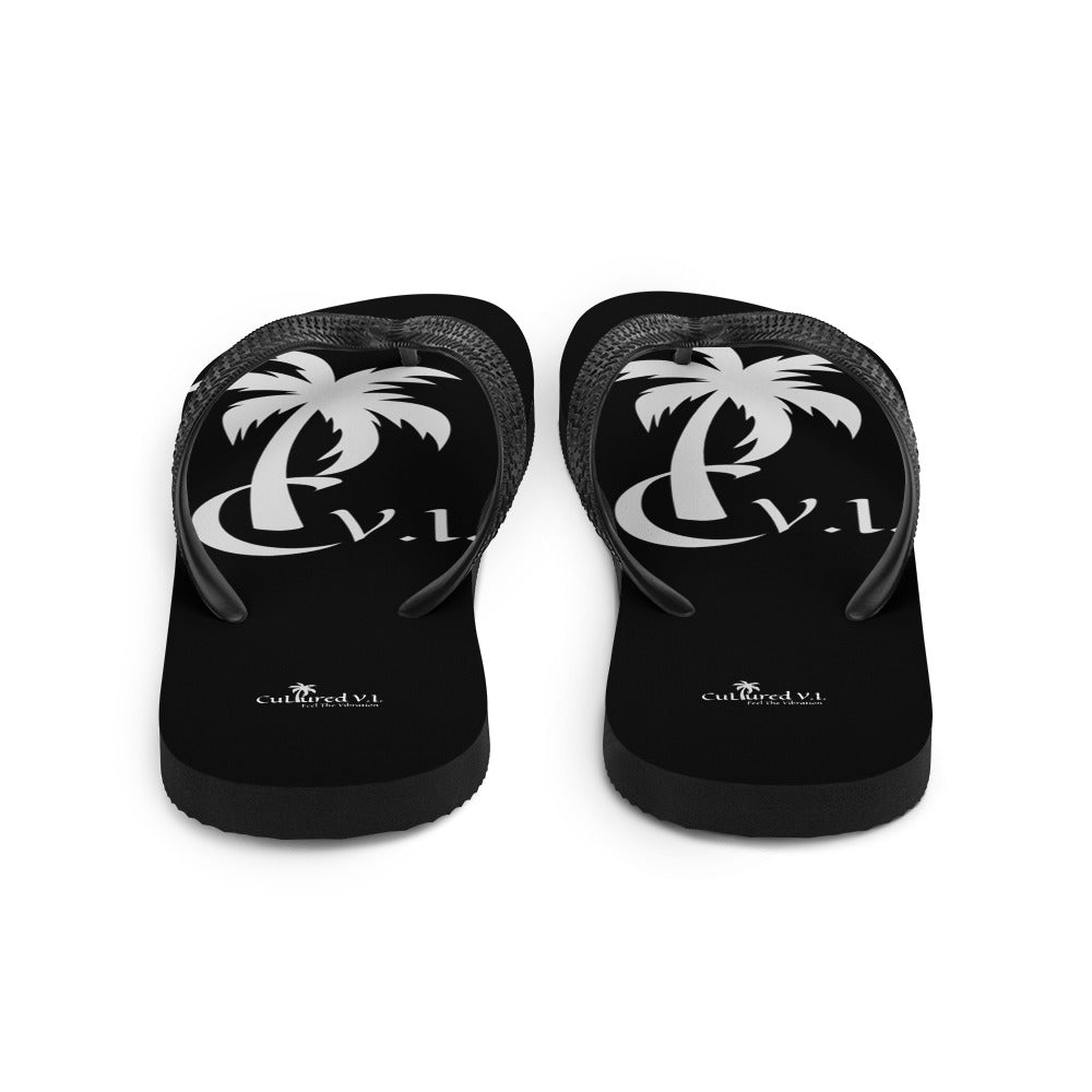 C V.I. Logo Flip-Flops Blk