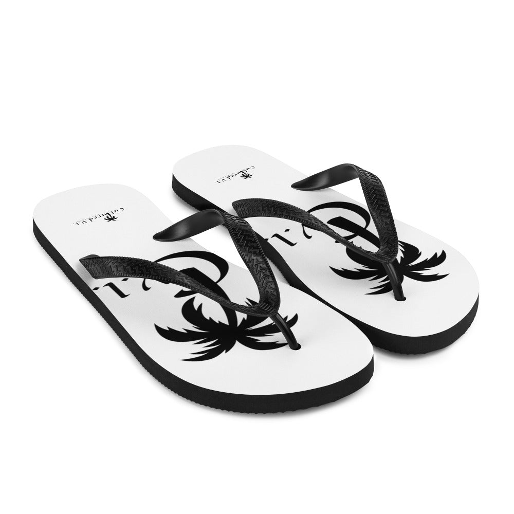 C V.I. Logo Flip-Flops Wht
