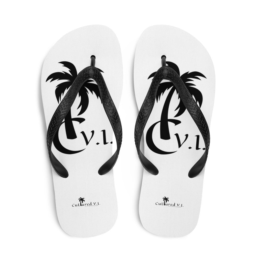 C V.I. Logo Flip-Flops Wht