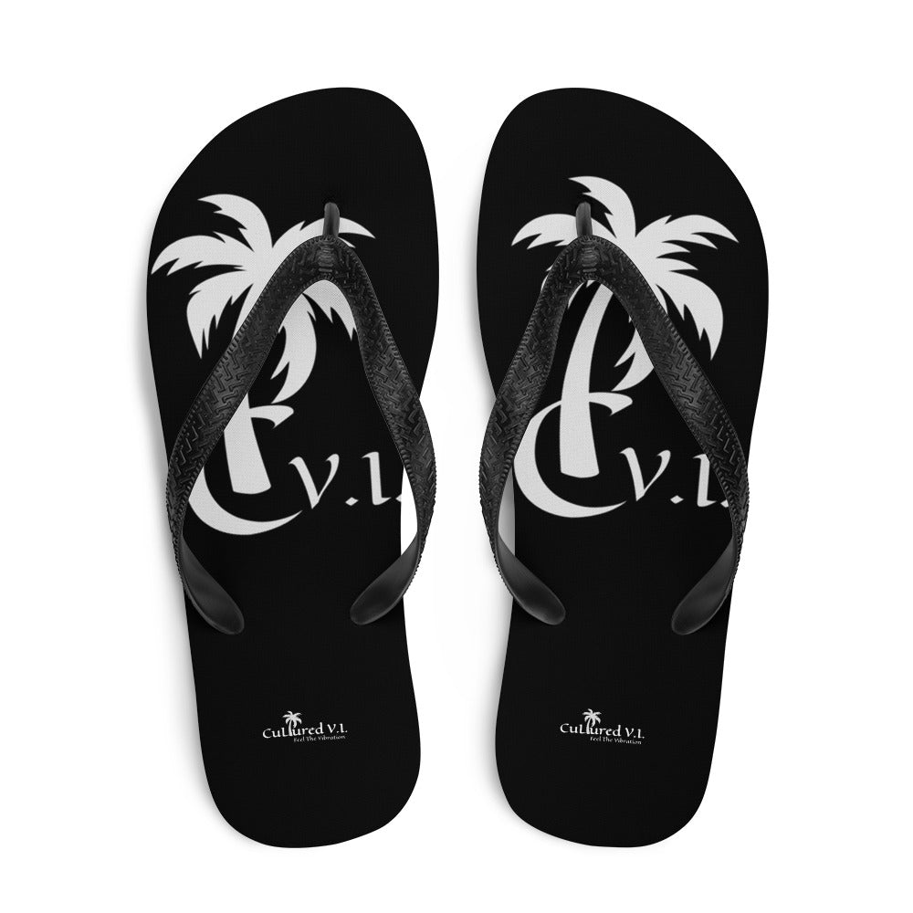 C V.I. Logo Flip-Flops Blk